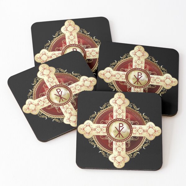 Item preview, Greek Orthodox Cross White Red Gold Fancy ICXC NIKA designed and sold by Yiorgos Designs.