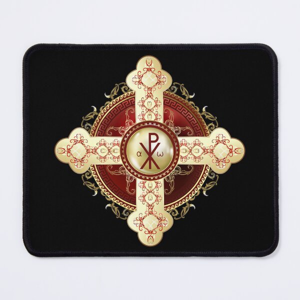 Item preview, Greek Orthodox Cross White Red Gold Fancy ICXC NIKA designed and sold by Yiorgos Designs.