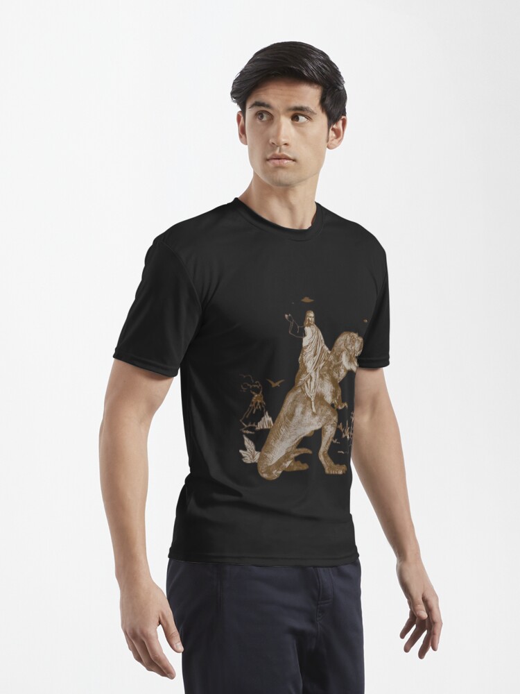 Jesus Riding Dinosaur T Shirt UFO T Shirt Funny T Shirts Offensive Cool  Baseball Sleeve Shirt