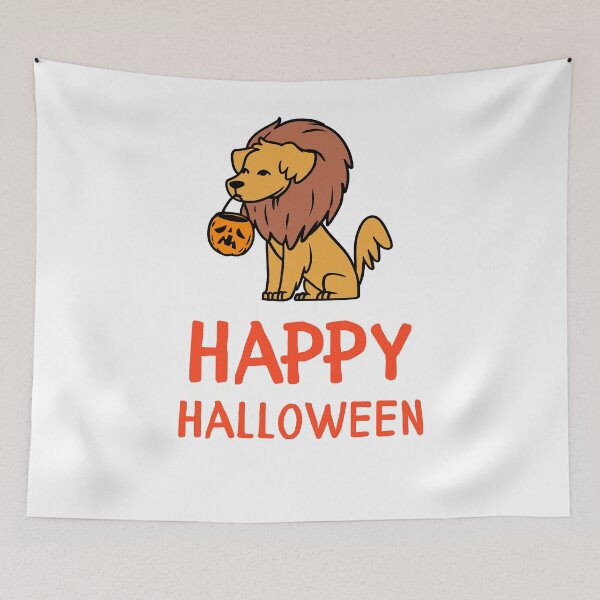Item preview, Happy Halloween Cute Dog Golden Retriever In Lion Costume With Pumpkin Basket Design designed and sold by WBP Mart.