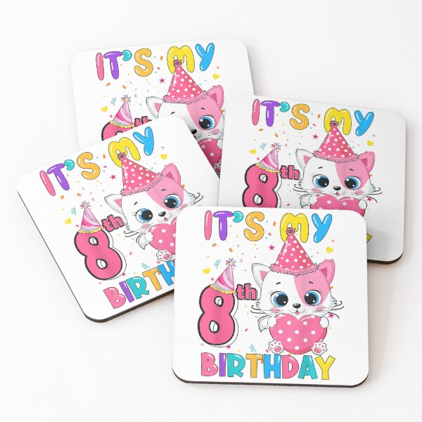 Item preview, It's My 8th Birthday Girl Funny Cat Birthday 7 Year Old designed and sold by Browhiteart.