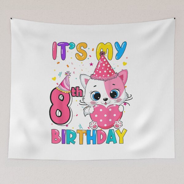 Item preview, It's My 8th Birthday Girl Funny Cat Birthday 7 Year Old designed and sold by Browhiteart.