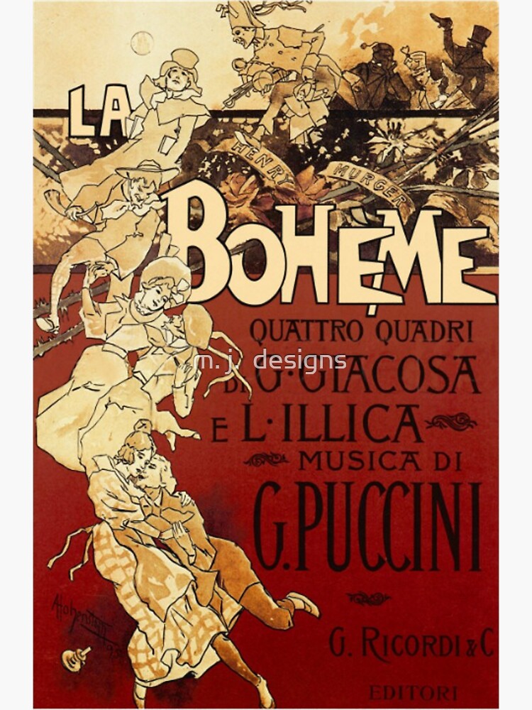 "La Boheme Poster Puccini Opera Capturing Bohemian Society In Paris, France in mid19th