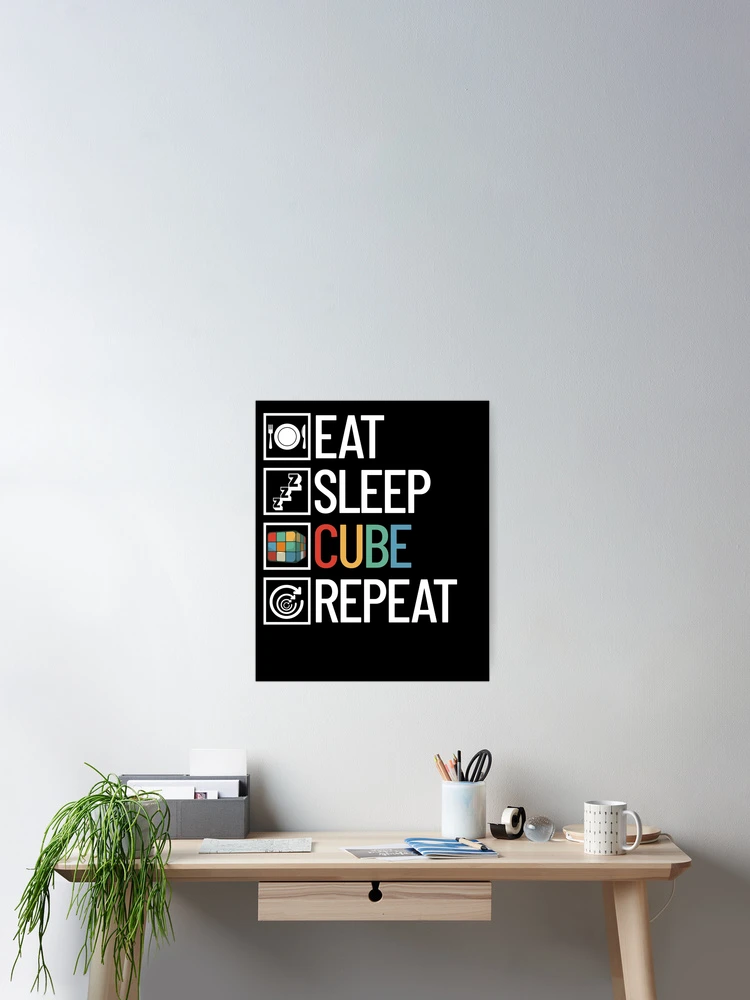 Imagen 2 de 3, Póster con la obra Eat Sleep Cube Repeat Cube Puzzle Solving Speed Cubing Gear, diseñada y vendida por DynamicDesign.
