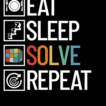 Imagen de la obra Eat Sleep Solve Repeat Cube Puzzle Solving Speed Cubing Gear de DynamicDesign