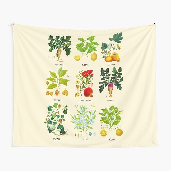 Botanical Vegetables Tapestry