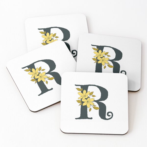 Item preview, Yellow floral R monogram designed and sold by Coffee Lifestyle.