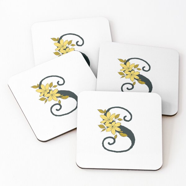 Item preview, Yellow floral S monogram designed and sold by Coffee Lifestyle.