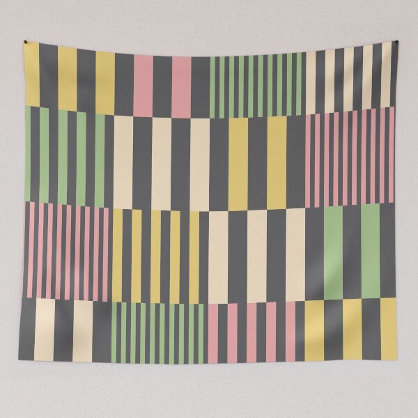 Item preview, Striped Squares Yellow Pink and Green designed and sold by Blue-Banana.