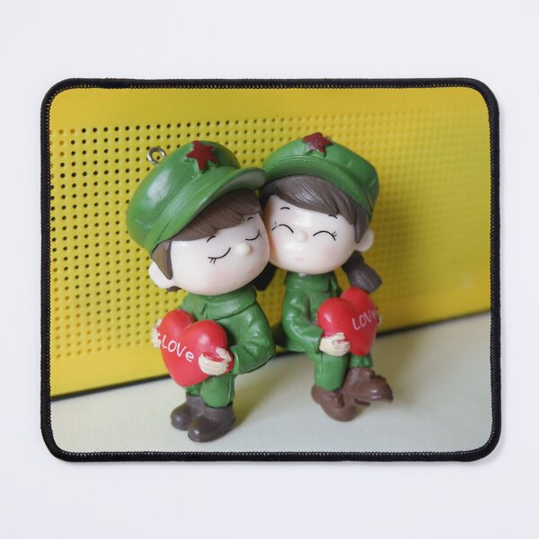 Item preview, A pair of green-robed couples holding red hearts designed and sold by ATime7Day.