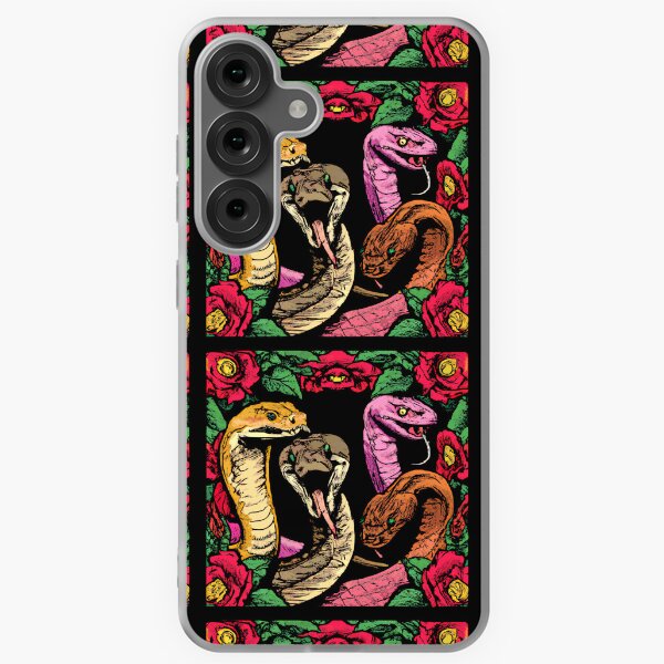 Snakes n Roses - Retrowave Snakes with Floral Rose Background Samsung Galaxy Soft Case