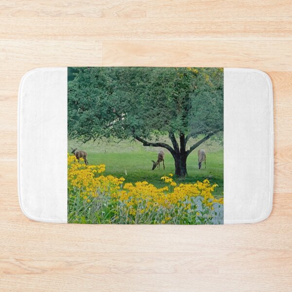 Item preview, deer eating apples in the garden designed and sold by Tereza Pilar Art.