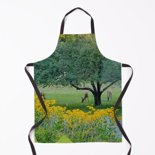 Item preview, deer eating apples in the garden designed and sold by Tereza Pilar Art.