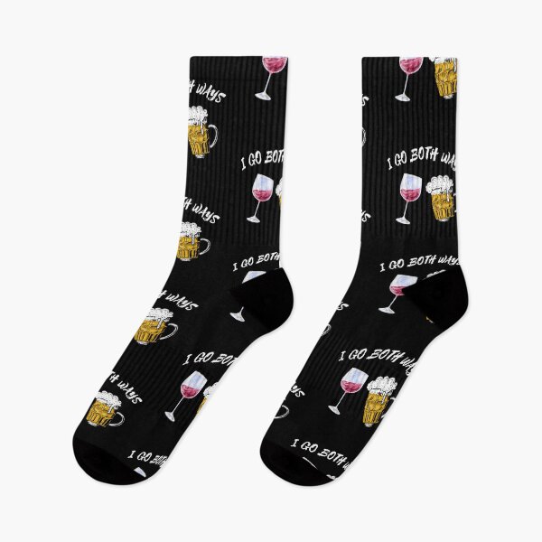 Item preview, I Go Both Ways Wine And Beer Bisexual Joke For LGBT Pride In Black designed and sold by LuckyKermit.