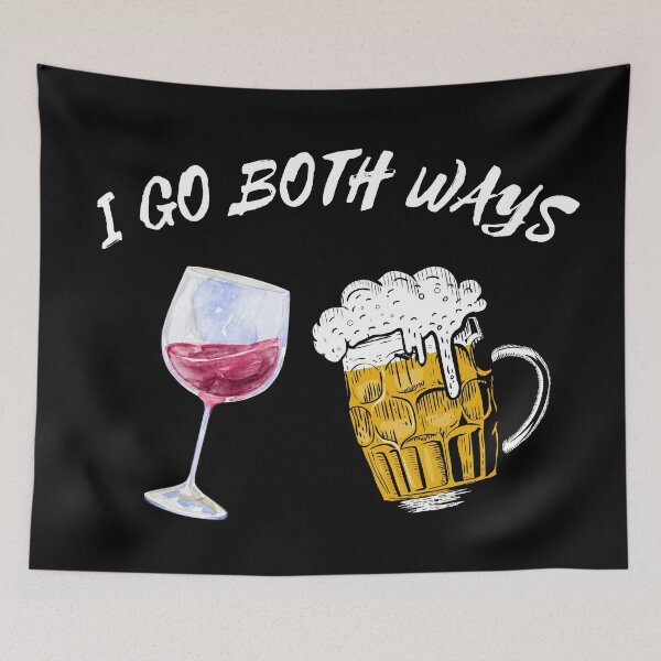 Item preview, I Go Both Ways Wine And Beer Bisexual Joke For LGBT Pride In Black designed and sold by LuckyKermit.