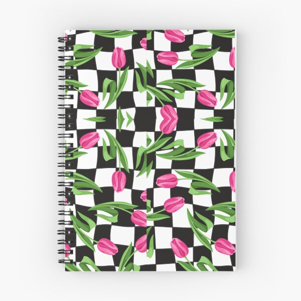 Aperçu de l'œuvre Carreaux noirs et blancs fantaisistes avec tulipes créée et vendue par Trimzz.