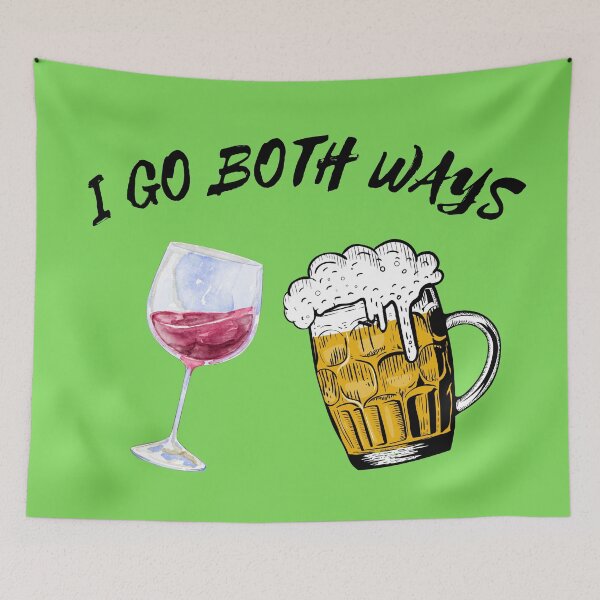 Item preview, I Go Both Ways Wine And Beer Bisexual Joke For LGBT Pride In Green designed and sold by LuckyKermit.
