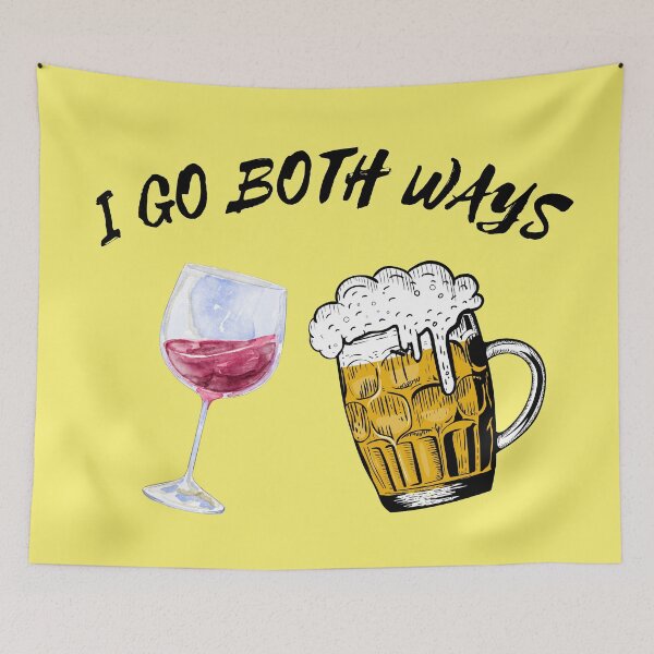 Item preview, I Go Both Ways Wine And Beer Bisexual Joke For LGBT Pride In Yellow designed and sold by LuckyKermit.