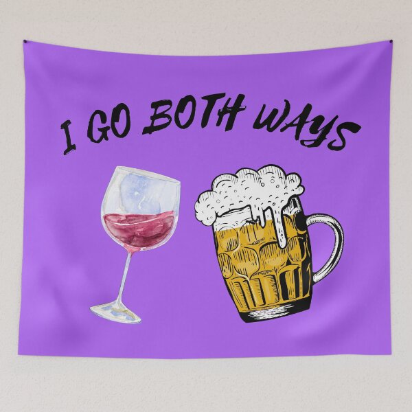 Item preview, I Go Both Ways Wine And Beer Bisexual Joke For LGBT Pride In Purple designed and sold by LuckyKermit.