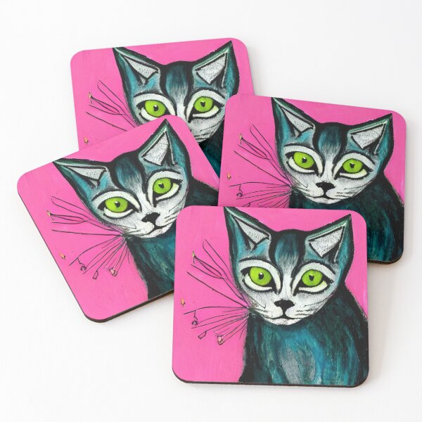 Item preview, pink cat oil painting designed and sold by Anaaquisparina.