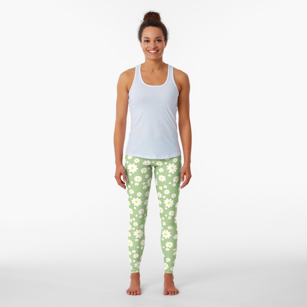 cute spring pastel daisy pattern capri leggings, Zazzle