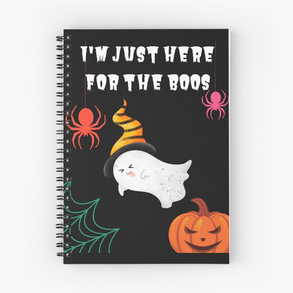 Item preview, I'm Just Here For The Boos - Cute Flying Ghost with yellow, and black hat Spiders Evil Pumpkin Cobweb designed and sold by Mechanical-Artt.