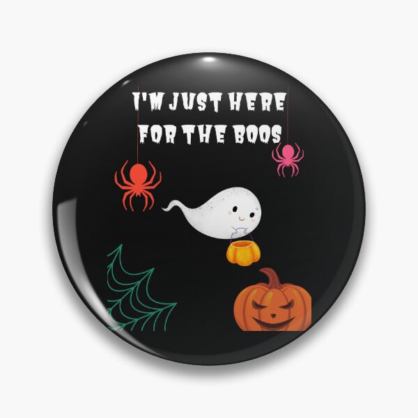 Item preview, I'm Just Here For The Boos - Cute Flying Ghost with a pumpkin bucket, Spiders Evil Pumpkin Cobweb designed and sold by Mechanical-Artt.