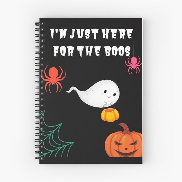 Item preview, I'm Just Here For The Boos - Cute Flying Ghost with a pumpkin bucket, Spiders Evil Pumpkin Cobweb designed and sold by Mechanical-Artt.