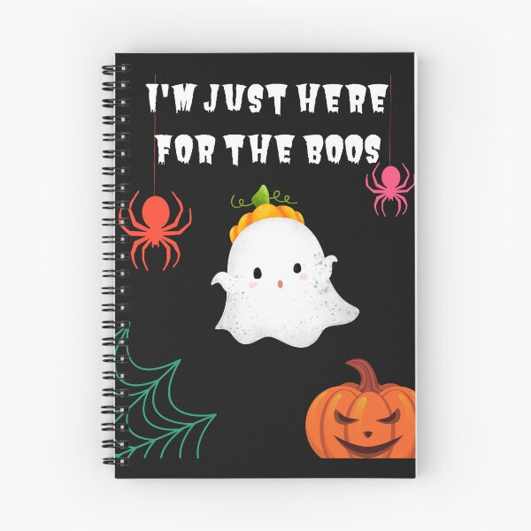 Item preview, I'm Just Here For The Boos - Cute Flying Ghost with a pumpkin hat, Spiders Evil Pumpkin Cobweb designed and sold by Mechanical-Artt.