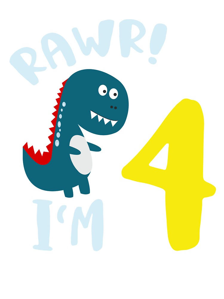 I M 4 Birthday Party Cute Dino Design Kids T Shirt By Augenpulver Redbubble - picture of a roblox noob dino