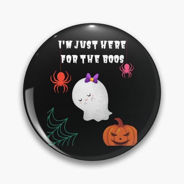 Item preview, I'm Just Here For The Boos - Shy Ghost with a purple bow, Spiders Evil Pumpkin Cobweb designed and sold by Mechanical-Artt.
