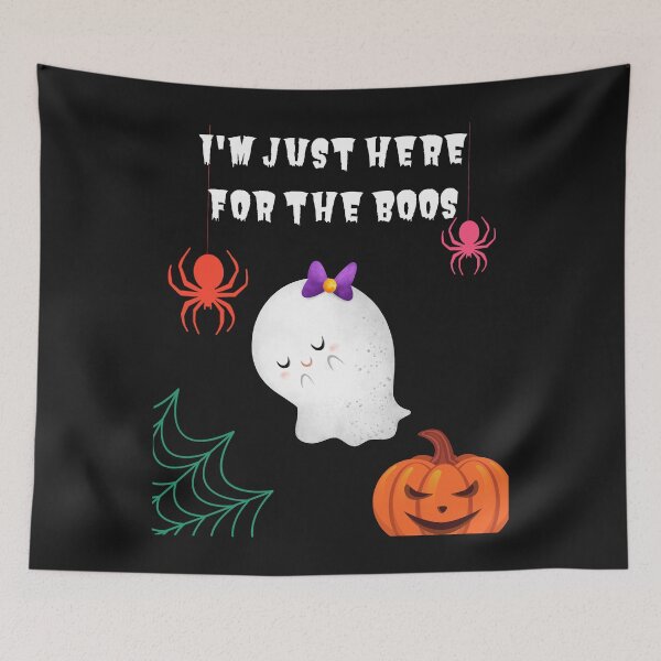 Item preview, I'm Just Here For The Boos - Shy Ghost with a purple bow, Spiders Evil Pumpkin Cobweb designed and sold by Mechanical-Artt.