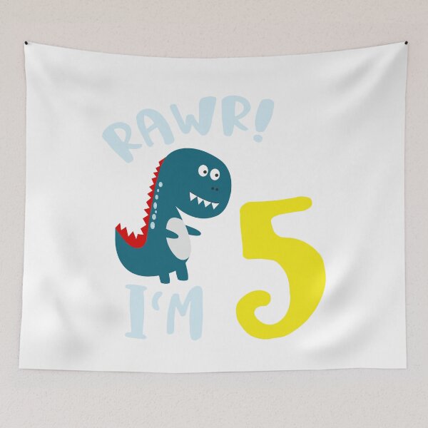 Item preview, I'm 5 Birthday Party Cute Dino Design designed and sold by augenpulver.