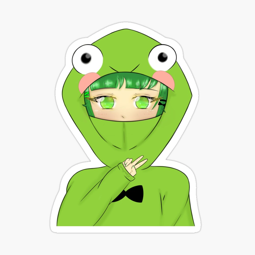 Cool Kawaii Frog Raincoat Girl in Retro Anime Style Art