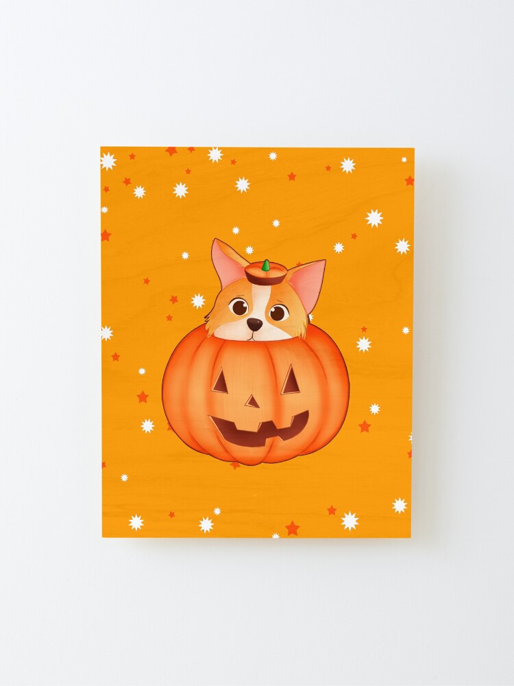 Alternate view of Corgi in Pumpkin Mounted Print