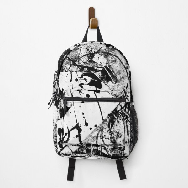 Item preview, Monochromatic painting collage splatters shapes black white designed and sold by Grey Robinson.