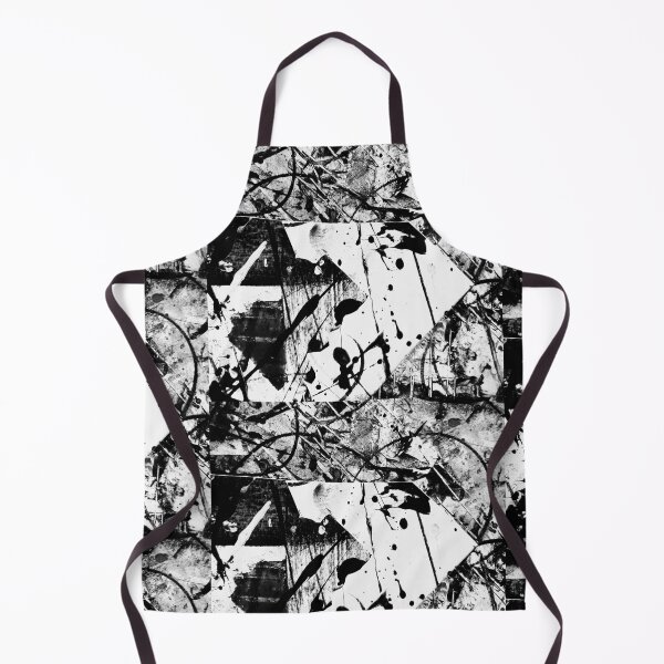 Item preview, Monochromatic painting collage splatters shapes black white designed and sold by Grey Robinson.