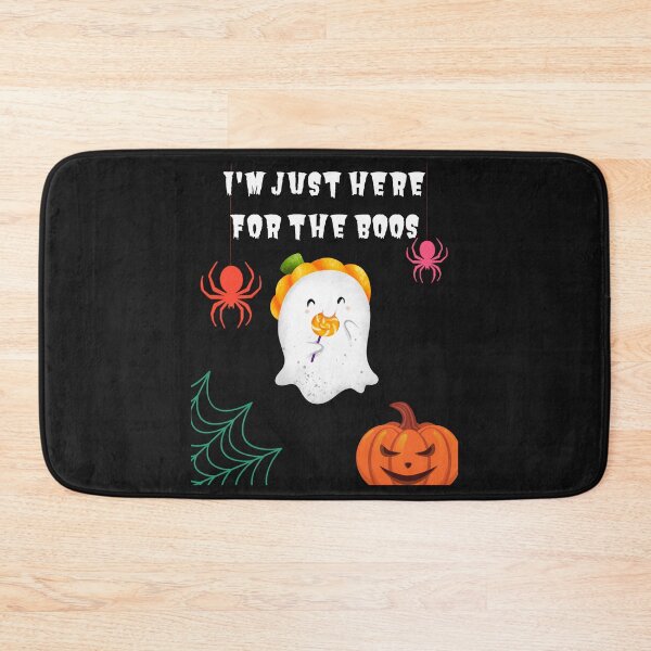 Item preview, I'm Just Here For The Boos - Cute Flying Ghost with a pumpkin hat, a lollipop, Spiders Evil Pumpkin Cobweb designed and sold by Mechanical-Artt.