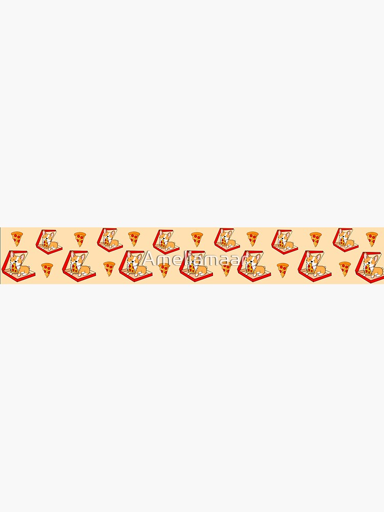 Corgi eats pizza by Ameliamaar