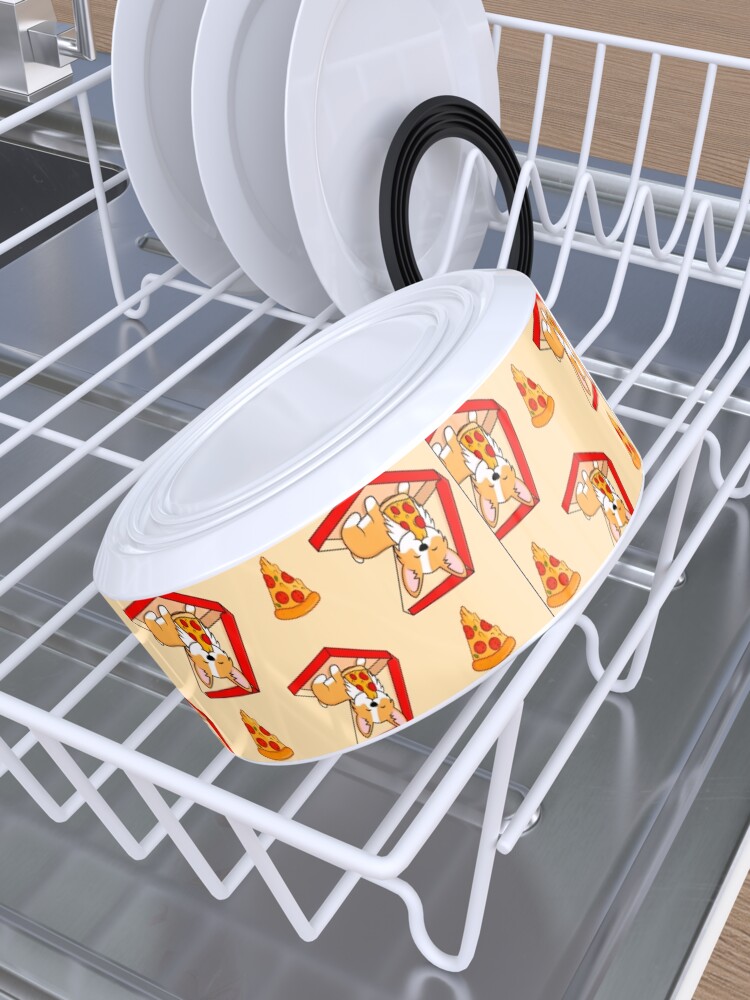 Alternate view of Corgi eats pizza Pet Bowl