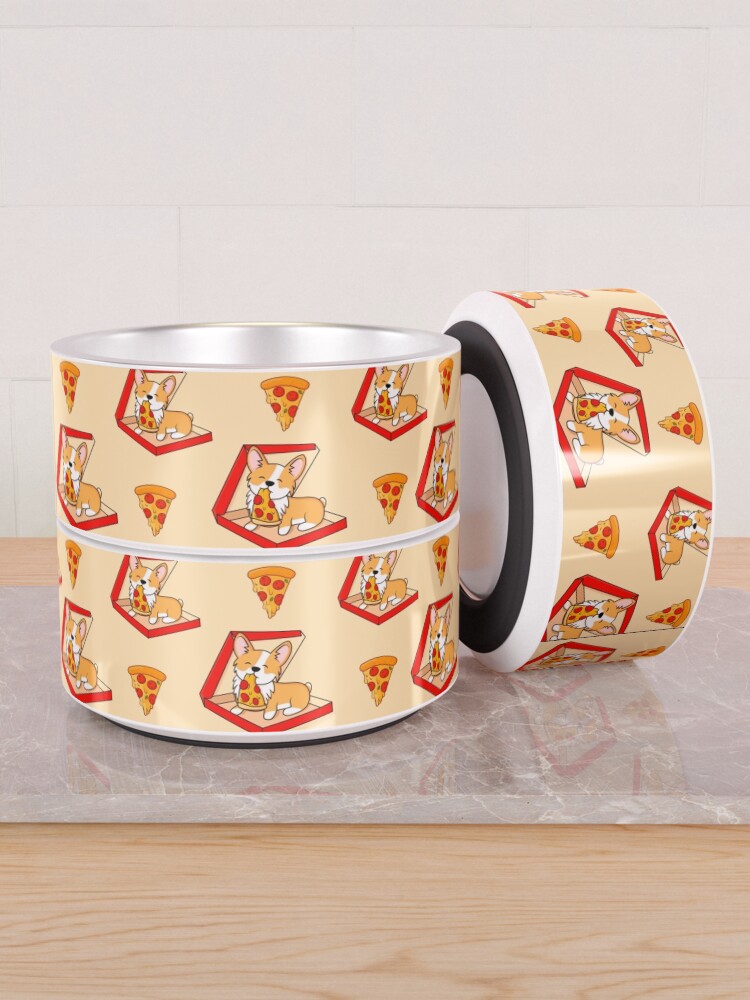Alternate view of Corgi eats pizza Pet Bowl