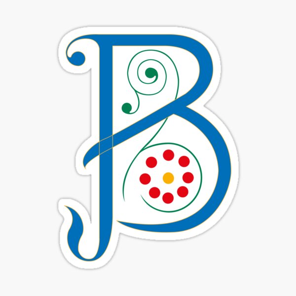 "Letter B Monogram Alphabet. Blue Floral With Spiral Scroll Design ...