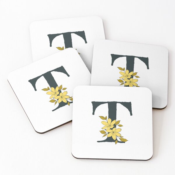 Item preview, Yellow floral T monogram designed and sold by Coffee Lifestyle.