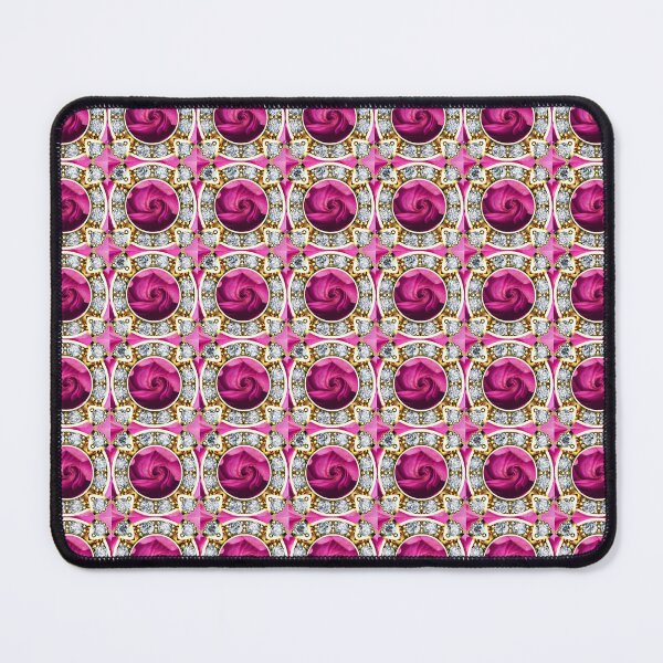 Item preview, Purple Pink Flower Diamonds and Gold Pattern designed and sold by DigitalGemArt.