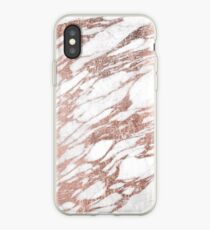 Chic Elegant White and Rose Gold Marble Pattern iPhone Case
