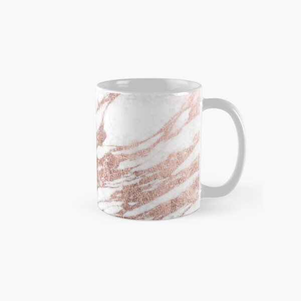 Chic Elegant White and Rose Gold Marble Pattern Classic Mug