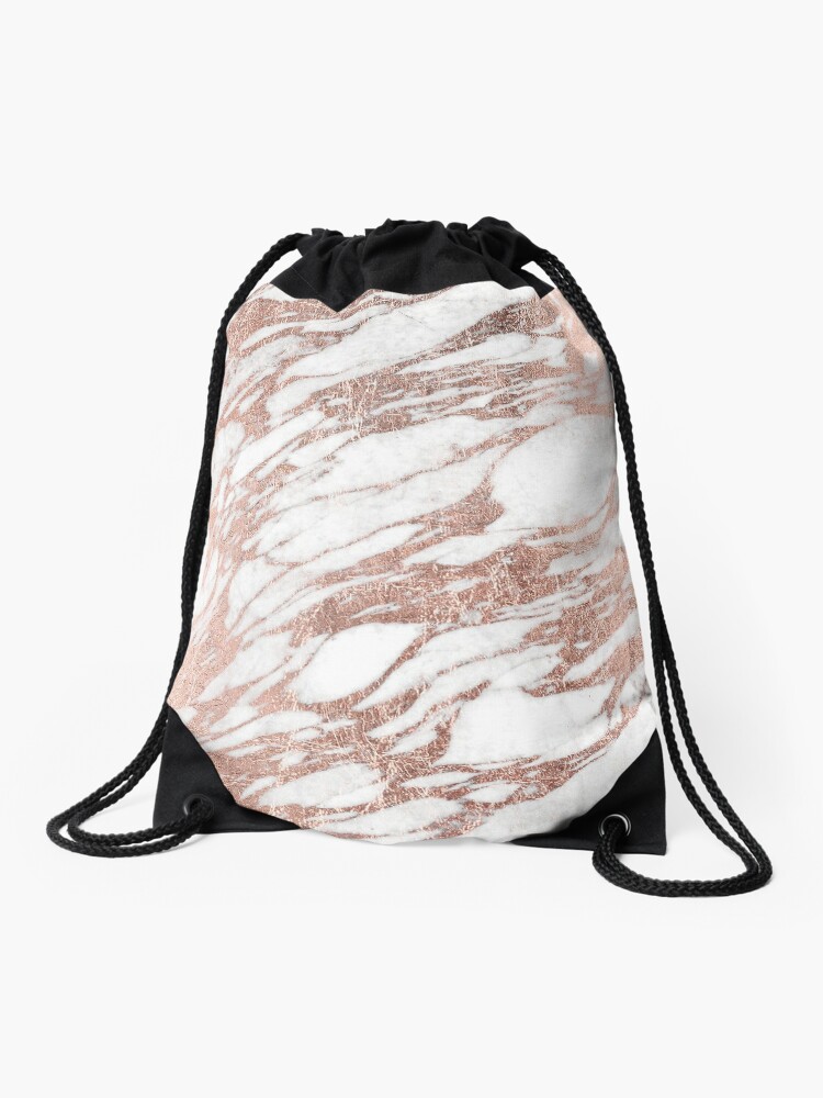 white and rose gold bag