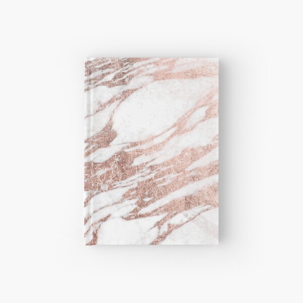 Chic Elegant White and Rose Gold Marble Pattern Hardcover Journal