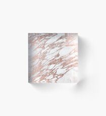 Chic Elegant White and Rose Gold Marble Pattern Acrylic Block