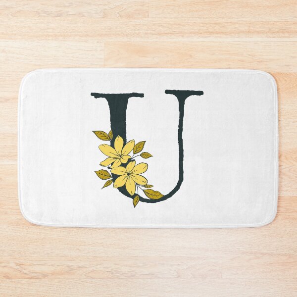 Item preview, Yellow floral U monogram designed and sold by Coffee Lifestyle.